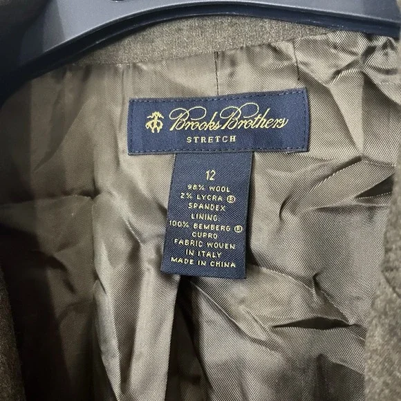 Brooks Brothers Stretch Wool Belted Trench Coat Size 12 - Picture 3 of 9